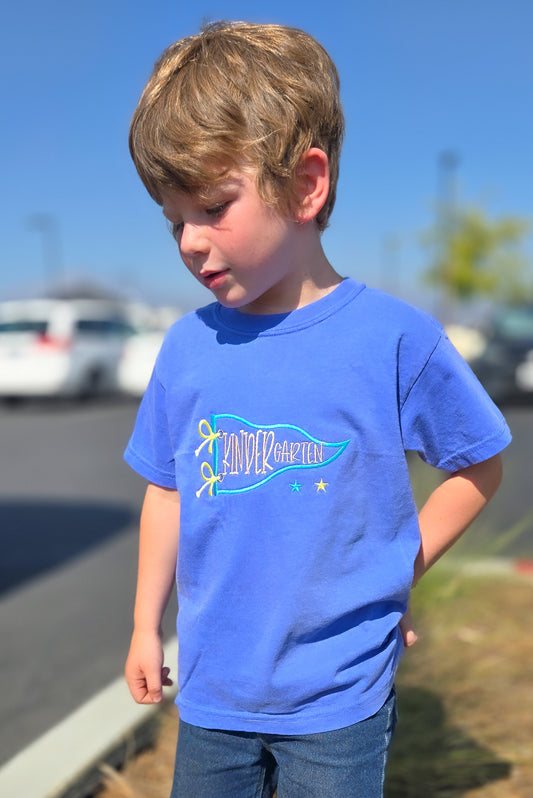 Pennant Flag Embroidered Center Chest Youth Tshirt