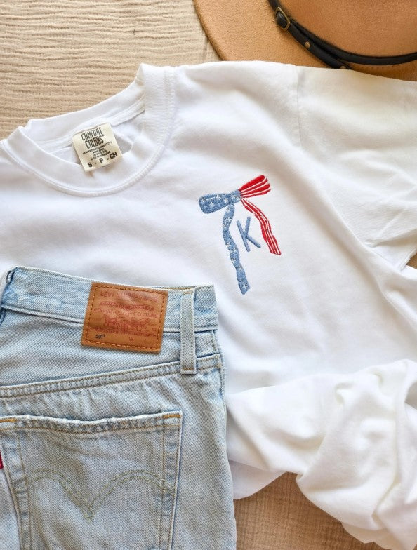 Patriotic Bow Monogram T Shirt