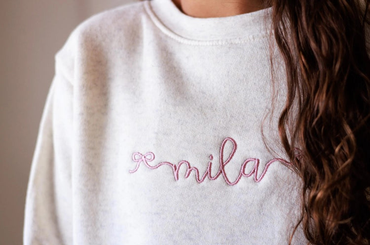Bow Cursive Name Toddler Sweatshirt