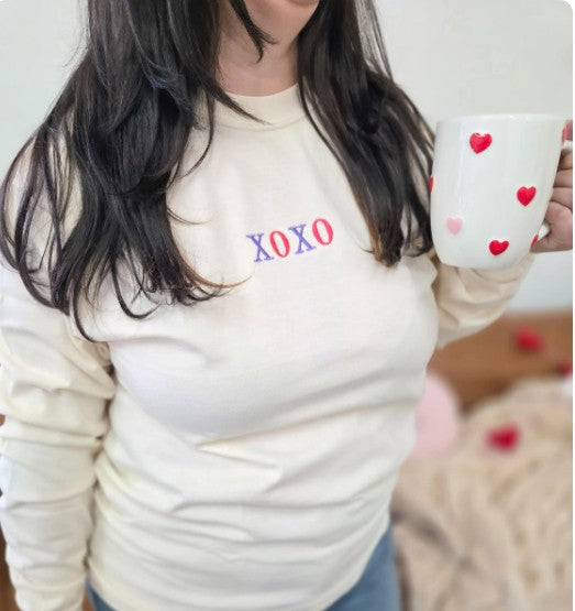 XOXO Embroidered Long Sleeve Shirt