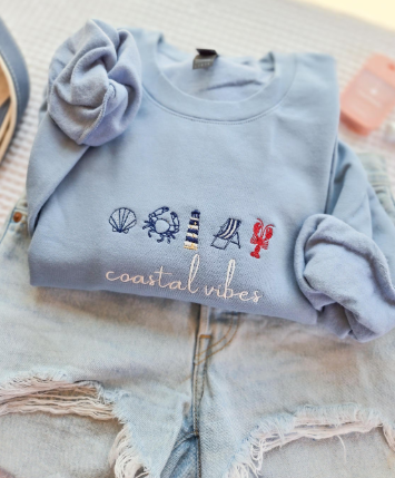 Coastal Vibes Embroidered Sweatshirt