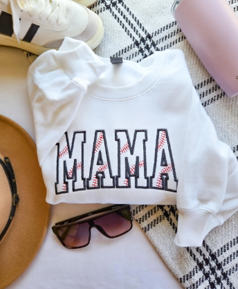 Baseball Varsity Mama Embroidered Sweatshirt
