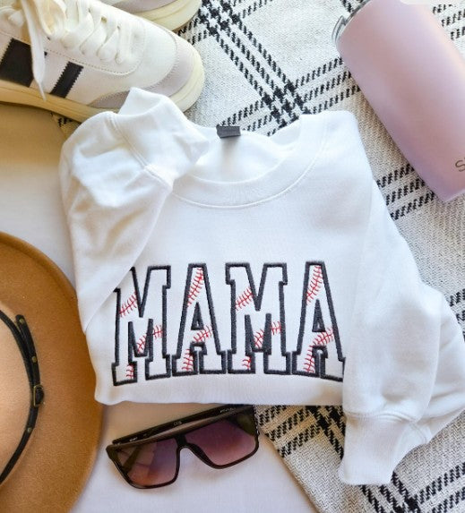 Baseball Varsity Mama Embroidered Sweatshirt