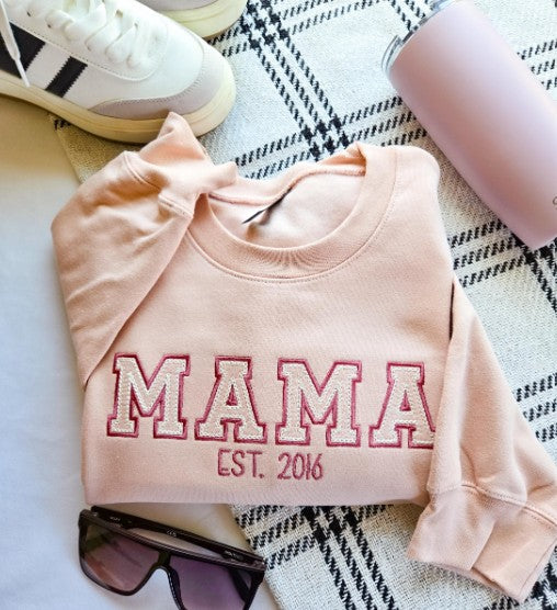 Double Varsity Mama Embroidered Sweatshirt