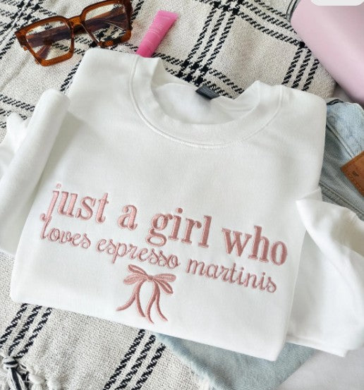 Just a Girl Who Loves Embroidered Sweatshirt