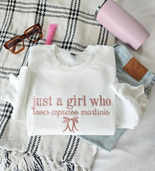 Just a Girl Who Loves Embroidered Sweatshirt