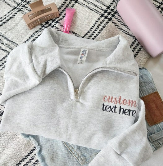 Custom Embroidered Quarter Zip Sweatshirt