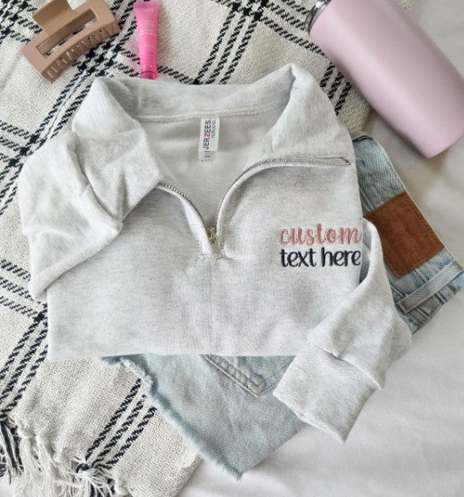 Custom Embroidered Quarter Zip Sweatshirt