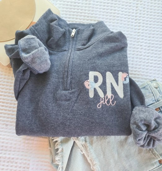 NICU Nurse Embroidered Quarter Zip Sweatshirt
