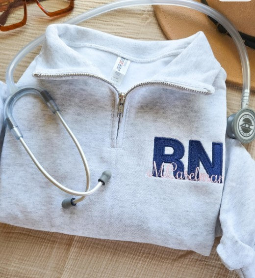 Nurse Embroidered Quarter Zip Sweatshirt