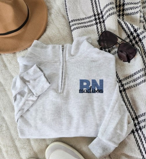 Nurse Embroidered Quarter Zip Sweatshirt