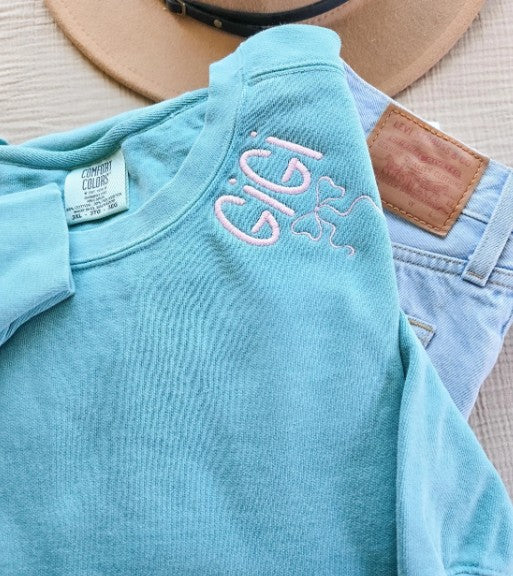 Neckline Coquette Embroidered Sweatshirt