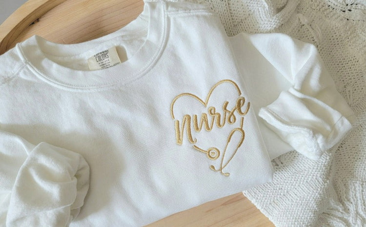 Nurse Heart Stethoscope Embroidered Sweatshirt