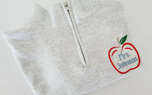 Apple Monogram Embroidered Quarter Zip