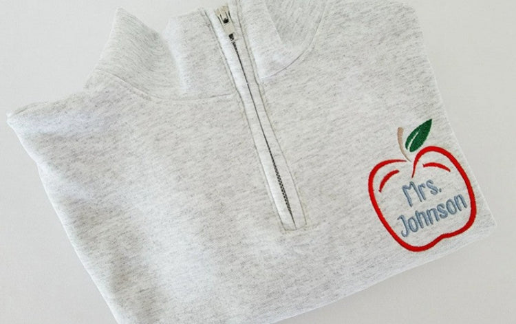 Apple Monogram Embroidered Quarter Zip