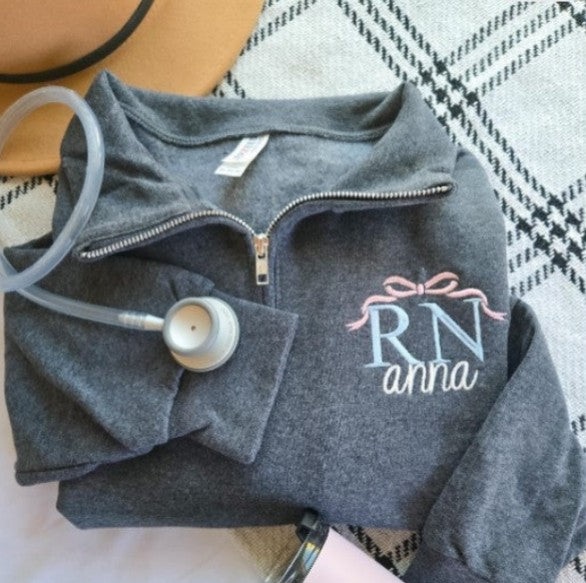 Nurse Bow Embroidered Quarter Zip