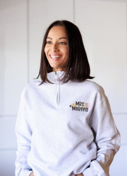 Teacher Pencil Embroidered Quarter Zip