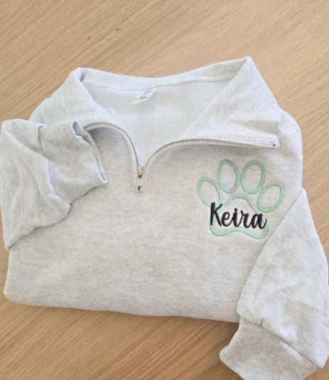 Paw Print Embroidered Quarter Zip