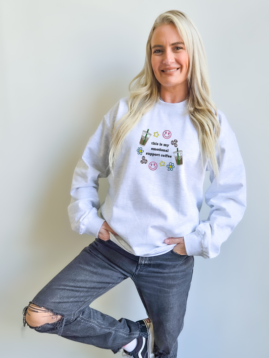 Emotional Support Coffee Embroidered Sweatshirt