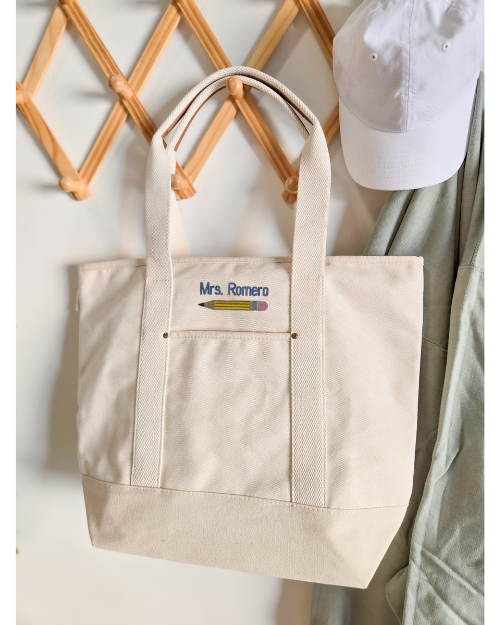Embroidered Large Teacher Tote