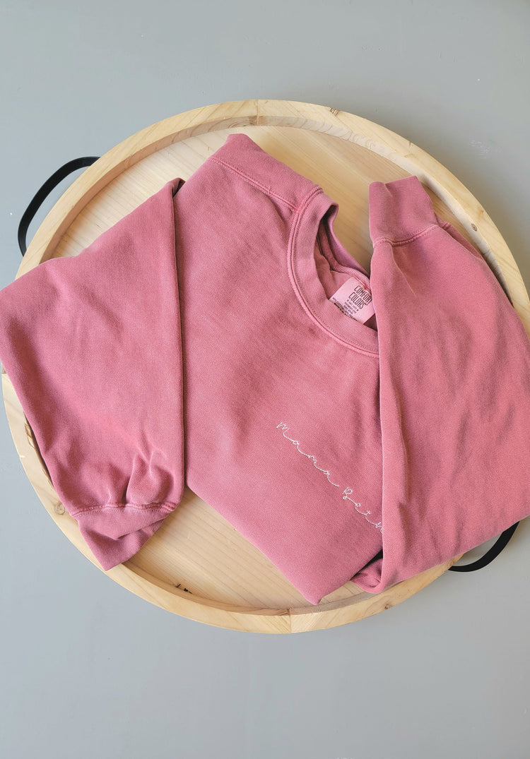 Pocket Side Embroidered Name Sweatshirt