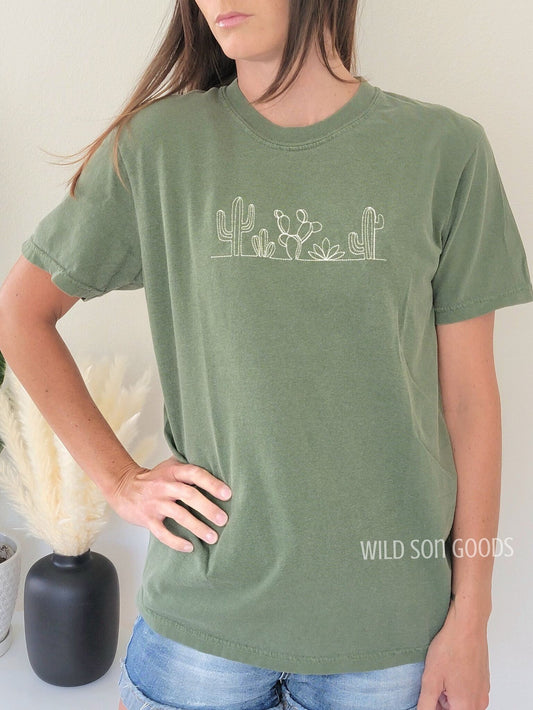 Cacti Embroidered T-Shirt