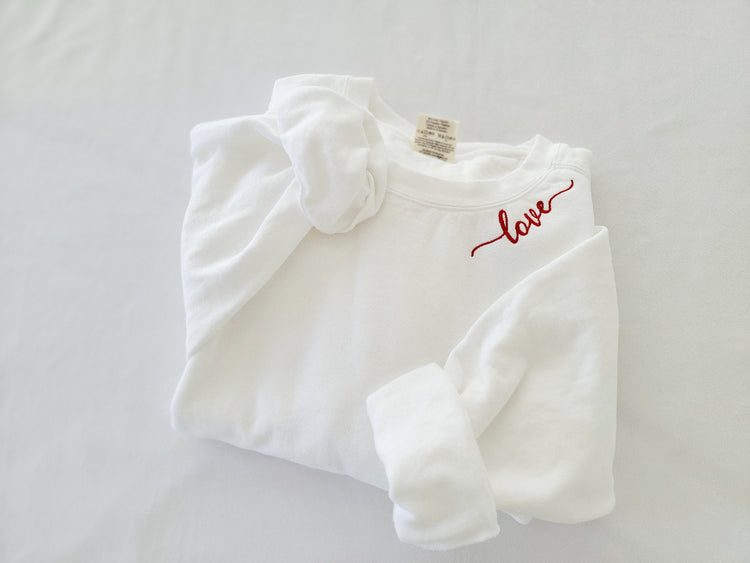 Love Embroidered Valentines Sweatshirt