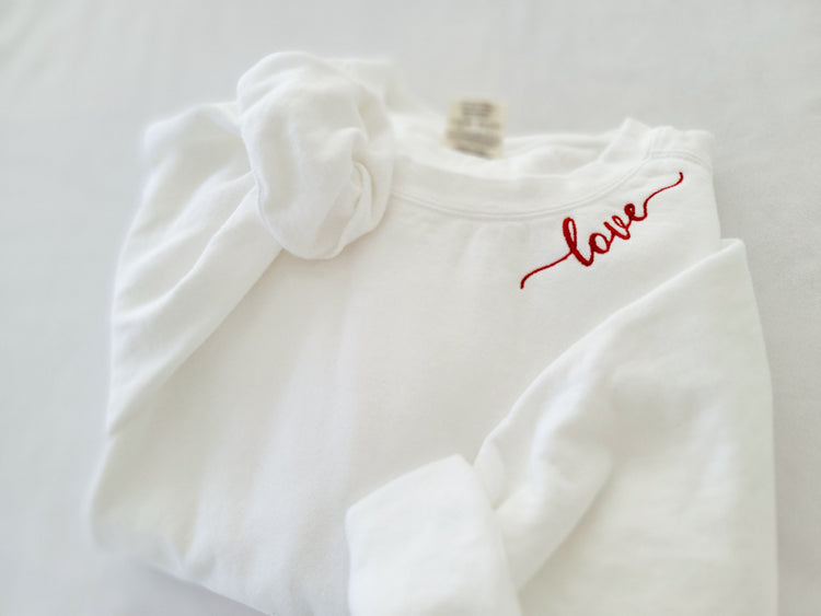 Love Embroidered Valentines Sweatshirt