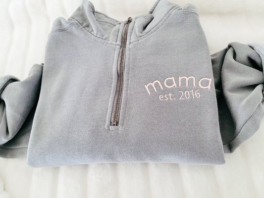Custom Comfort Colors Embroidered Quarter Zip Sweatshirt