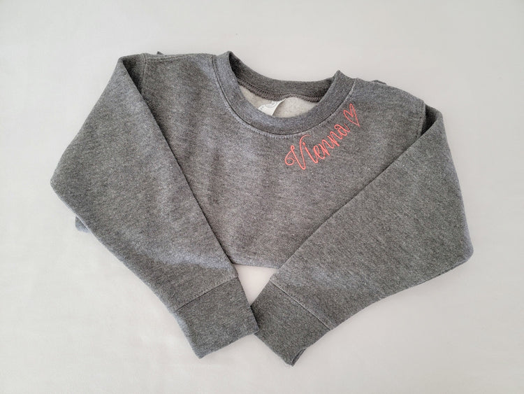 Toddler Personalized Valentines Neckline Embroidered Sweatshirt