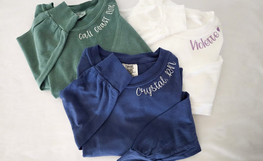 Personalized Neckline Emroidered Long Sleeve