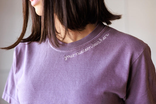 Personalized Neckline Emroidered T-Shirt