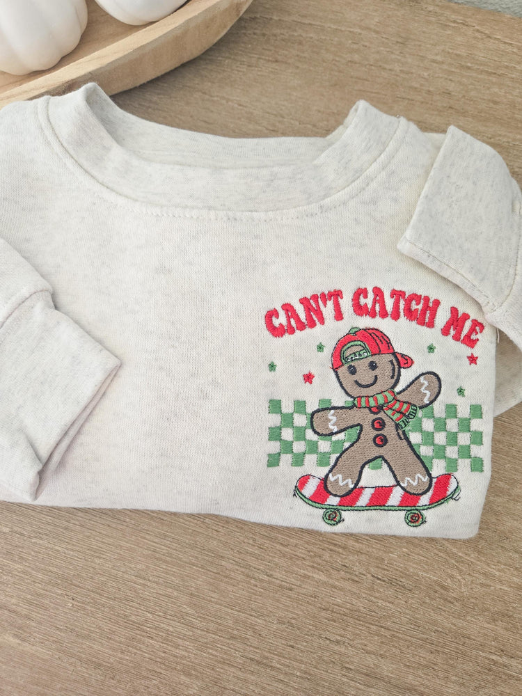 Skateboarding Gingerbread Man Kid Sweatshirt