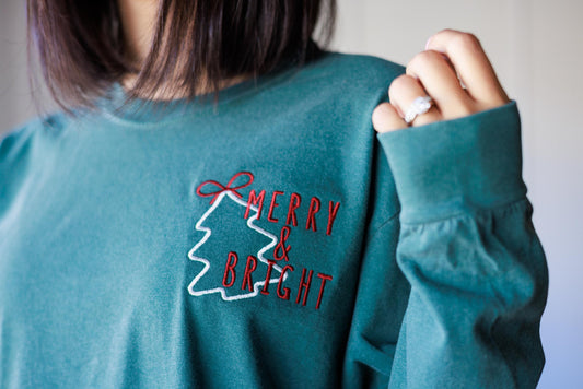 Merry and Bright Christmas Tree Long Sleeve