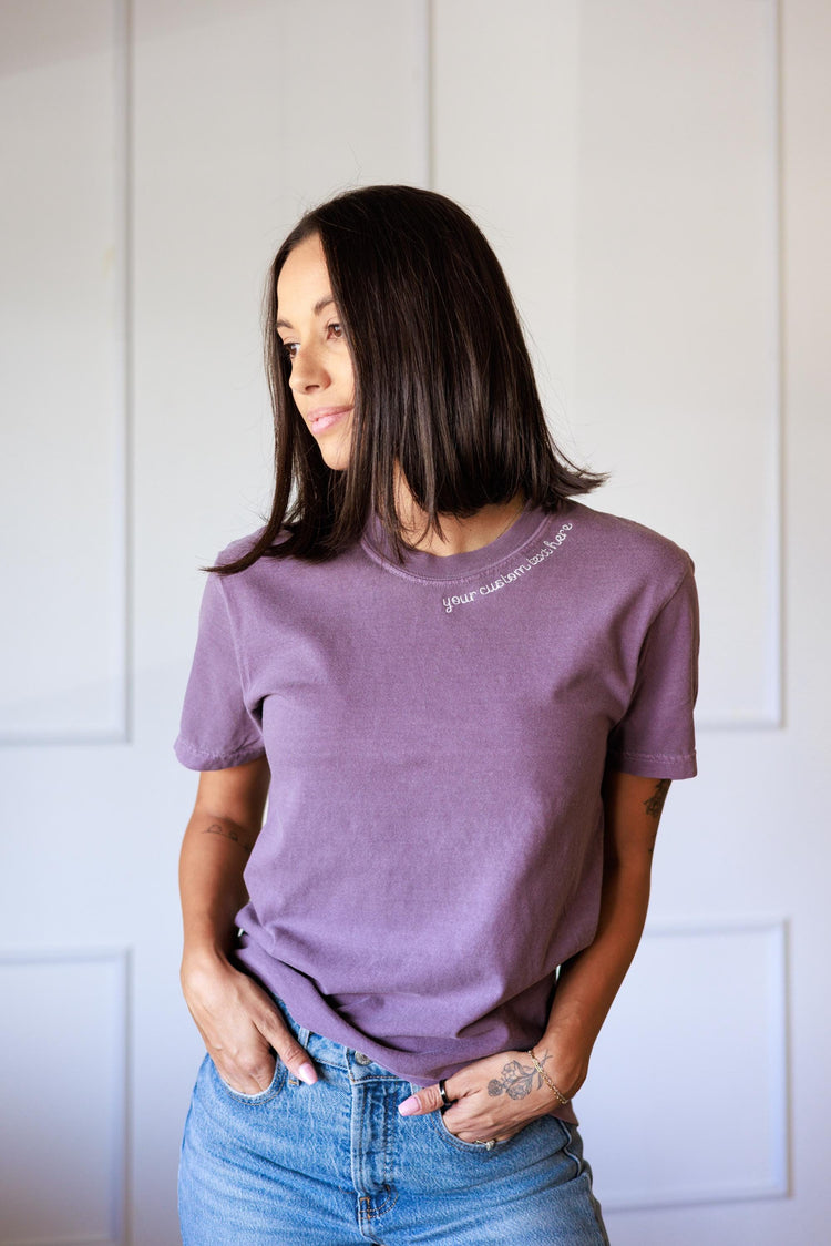 Personalized Neckline Emroidered T-Shirt