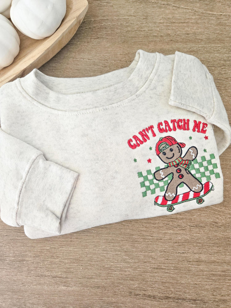 Skateboarding Gingerbread Man Kid Sweatshirt