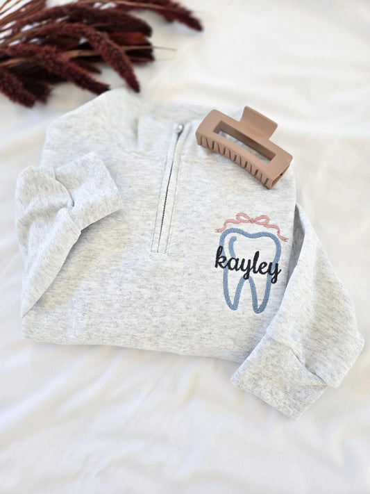 Personalized Dental Bow Quarter Zip